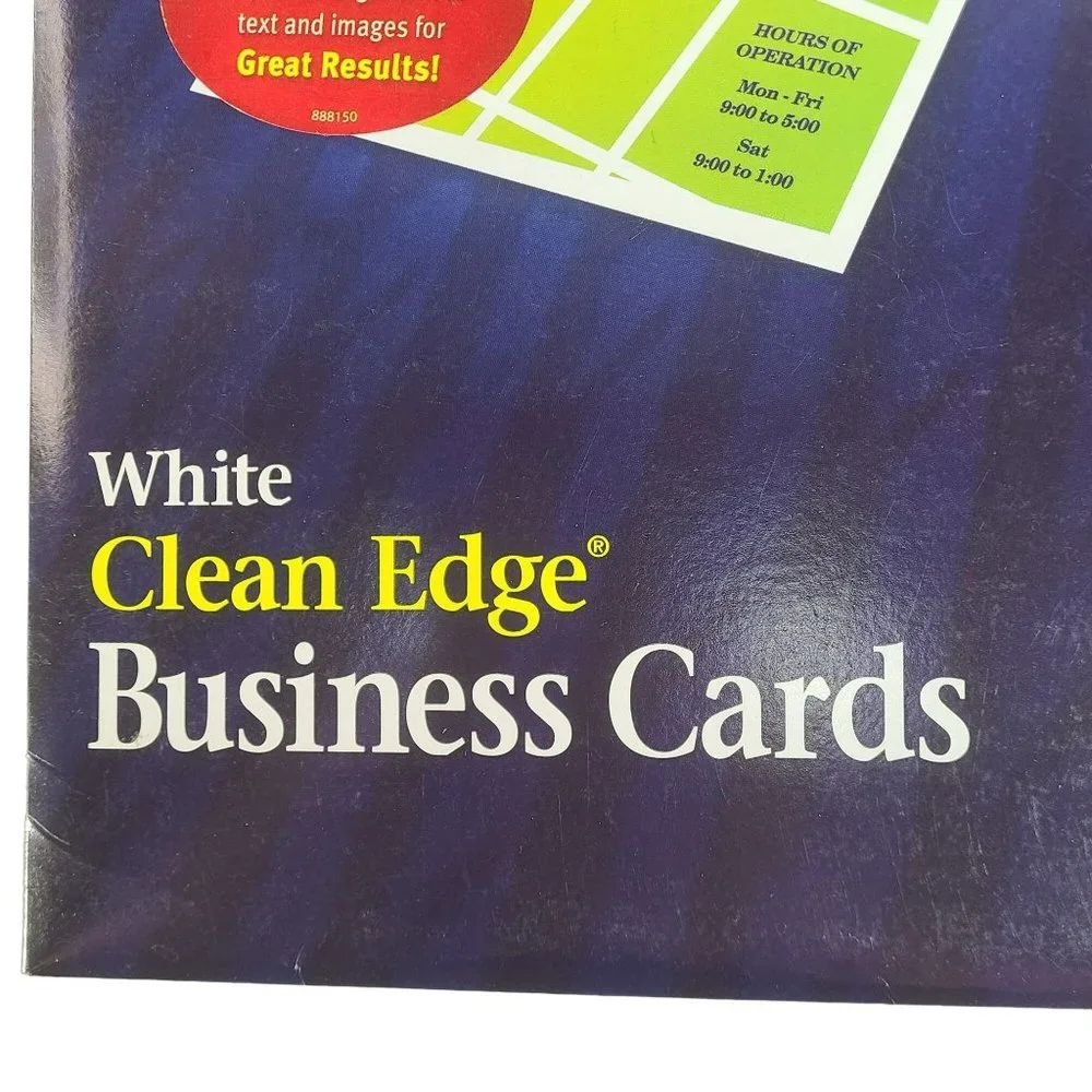 Avery Clean Edge Business Cards Ink Jet Printable White 28878 90 Cards